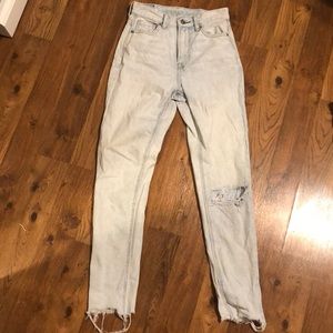 Light blue denim ripped jeans